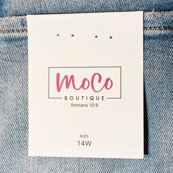 New With Tags MoCo14W Women's High Rise Wide Leg Jeans Raw Hem Tummy Control - Picture 8 of 14